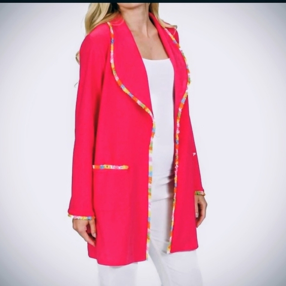 Scarpa Jackets & Blazers - Scarpa Lauren Pierre Fuchsia Blazer with Colorful Trim Size Large Nwt